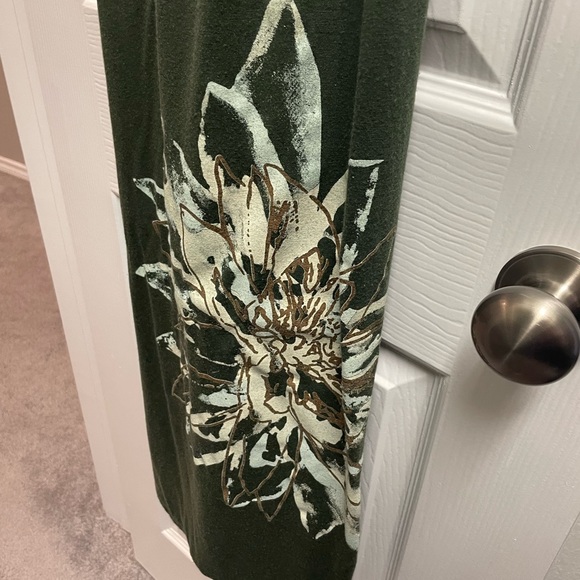 EUC XL Green maxi dress with flower design and braided sports bra style back - Picture 6 of 7